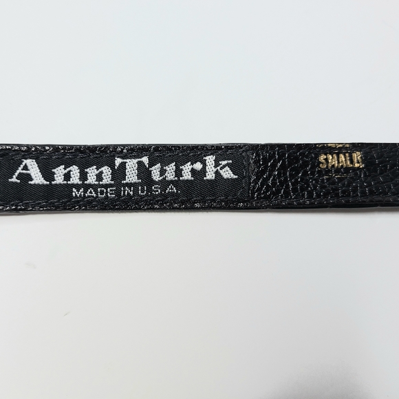 Ann Turk Black Patent Leather Crocodile Animal Print Vintage Belt - Picture 8 of 8